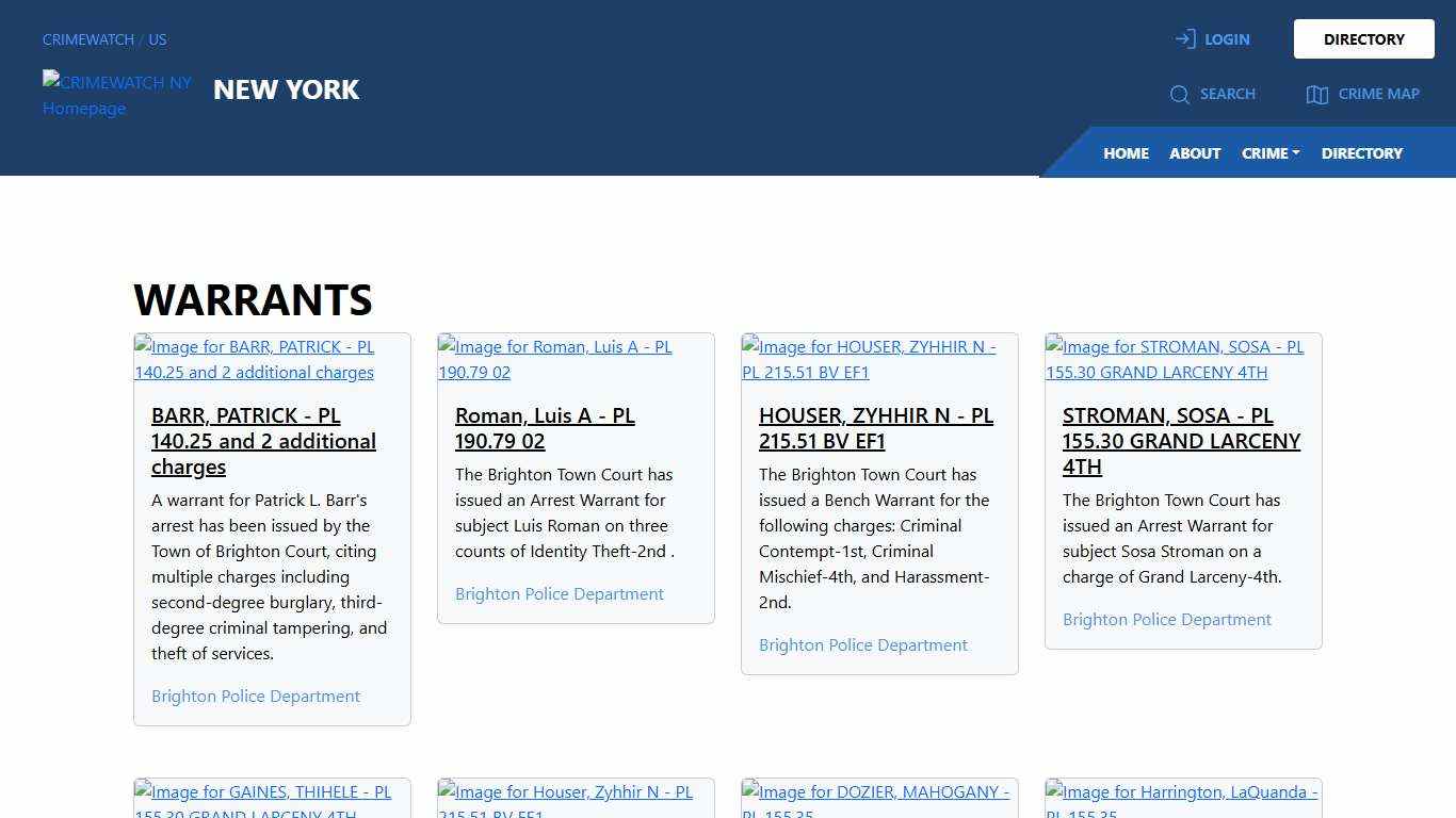 New York Warrants CRIMEWATCH