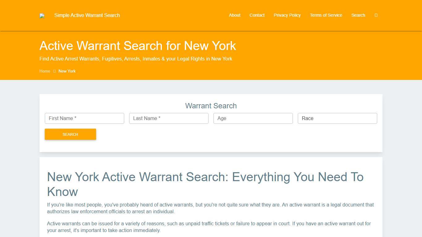 Active Warrant Search in New York - Outstanding Arrest Warrants